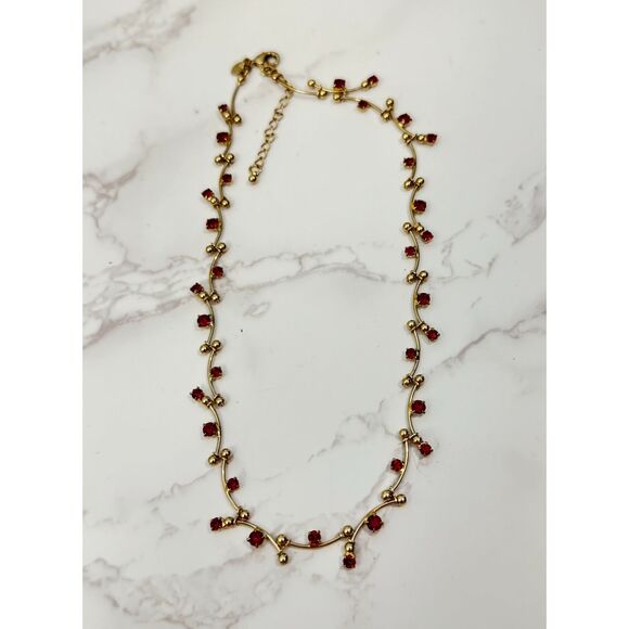 Vintage Monet Ruby Red Crystal Necklace - Picture 4 of 6